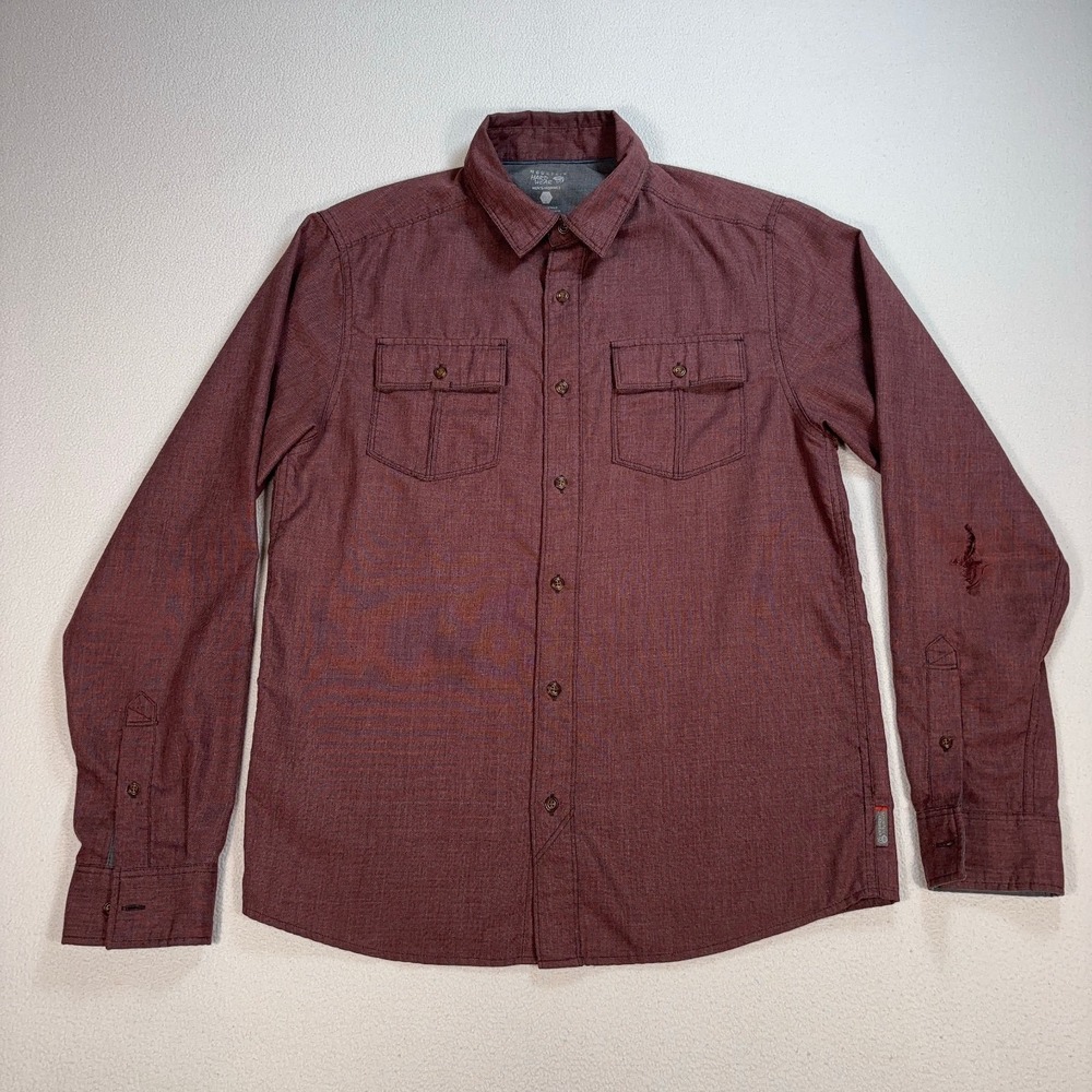 Mountain Hardwear Shirt Men's S/M* Burgundy Flap Pockets Button‎ Up Outdoor FLAW